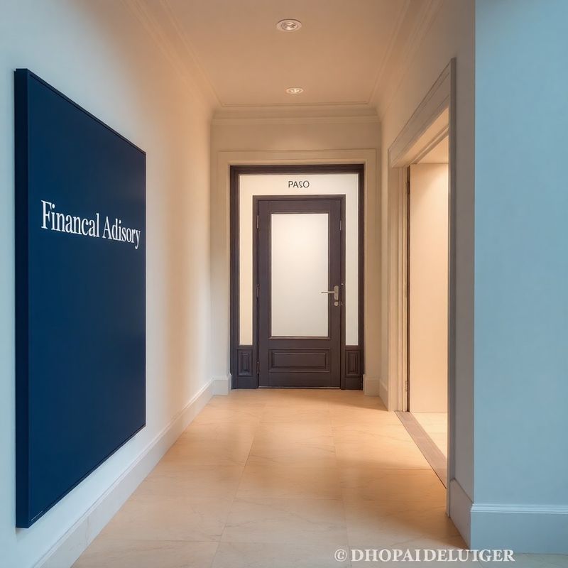 Entrance hallway of a Poprad financial advisory office with indigo signage panel