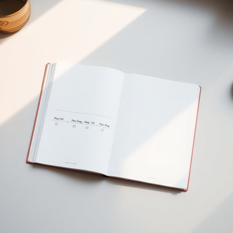 Two open notebooks side by side on a pale grey desk — one showing an indigo timeline chart